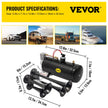 VEVOR 150DB Train Horns Kit for Trucks Super Loud with 120 PSI 12V Air Compressor 4 Trumpet Air Horn Compressor Tank For Any Vehicle Trucks Car Jeep Or SUV (Black)