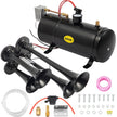 VEVOR 150DB Train Horns Kit for Trucks Super Loud with 120 PSI 12V Air Compressor 4 Trumpet Air Horn Compressor Tank For Any Vehicle Trucks Car Jeep Or SUV (Black)