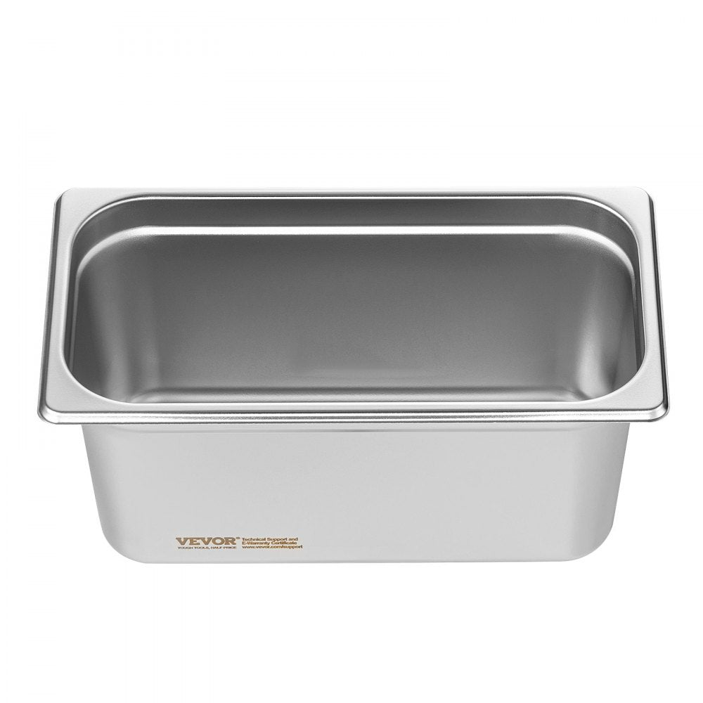 VEVOR 8 Pack Hotel Pans, 1/3 Size Anti-Jam Steam Pan with Lid, 0.8mm Thick Stainless Steel Steam Table Pan, 6-Inch Deep Commercial Table Pan, Catering Storage Food Pan, for Industrial & Scientific