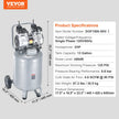 VEVOR 13 Gallon Air Compressor, 2HP 4.6 SCFM@90PSI Oil Free Air Compressor Tank with 125PSI Max Pressure, 66dB Ultra Quiet Compressor for Tire Inflation, Auto Repair, Spray Painting, Woodwork Nailing