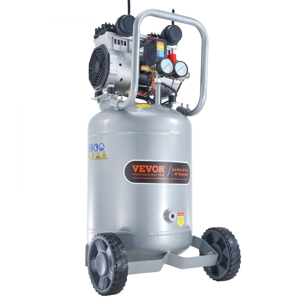 VEVOR 13 Gallon Air Compressor, 2HP 4.6 SCFM@90PSI Oil Free Air Compressor Tank with 125PSI Max Pressure, 66dB Ultra Quiet Compressor for Tire Inflation, Auto Repair, Spray Painting, Woodwork Nailing