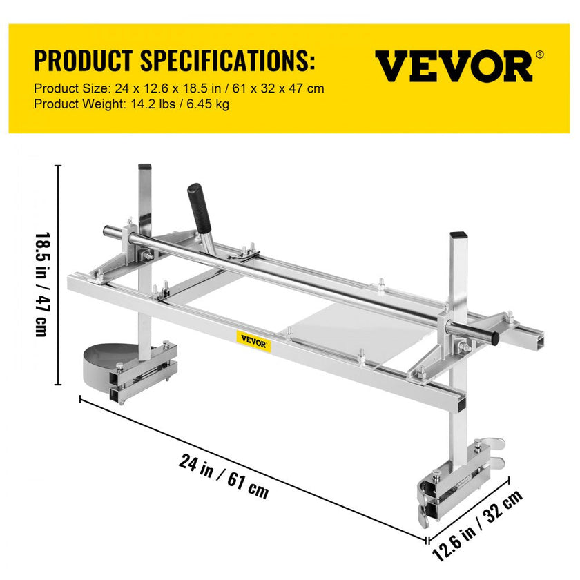 VEVOR Chainsaw Mill Attachment 14-24 Inch Portable Chain Saw Mill Aluminum Steel Chainsaw Milling Planking Welding Saw Mill  Planking Lumber Cutting Bar for Homeowners Woodworkers