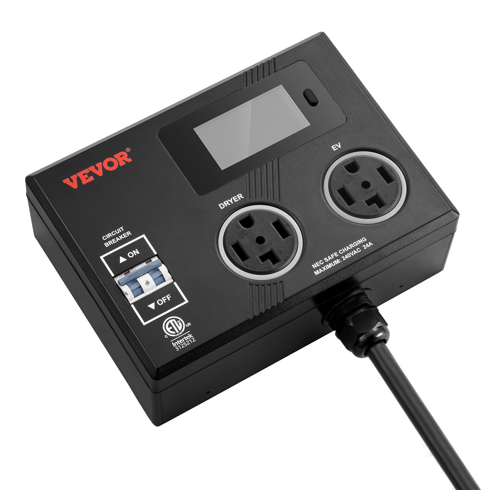 VEVOR NEMA Splitter for Dryer and EV NEMA 14-30P 2x 14-30R 3.4'' LCD Screen ETL