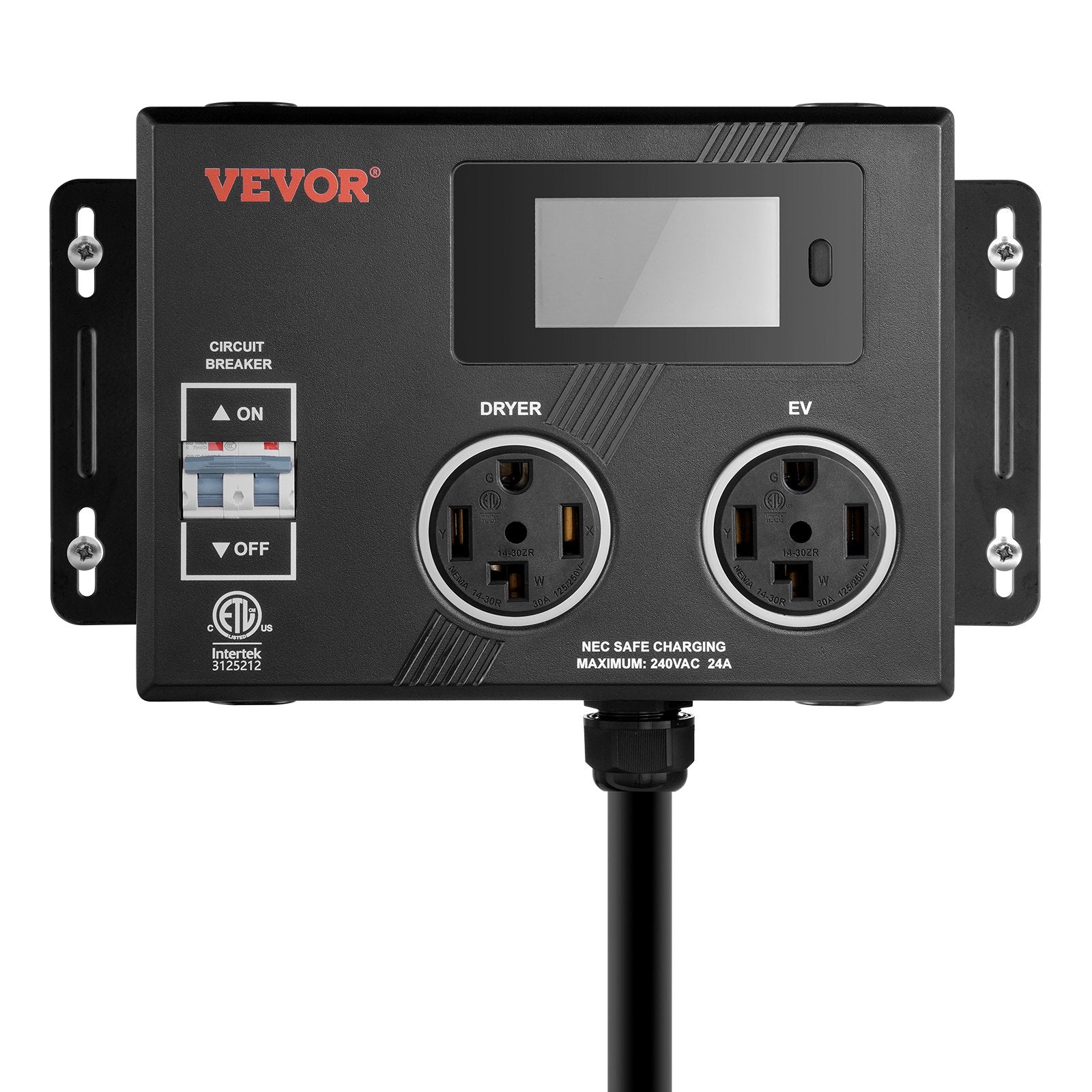 VEVOR NEMA Splitter for Dryer and EV NEMA 14-30P 2x 14-30R 3.4'' LCD Screen ETL