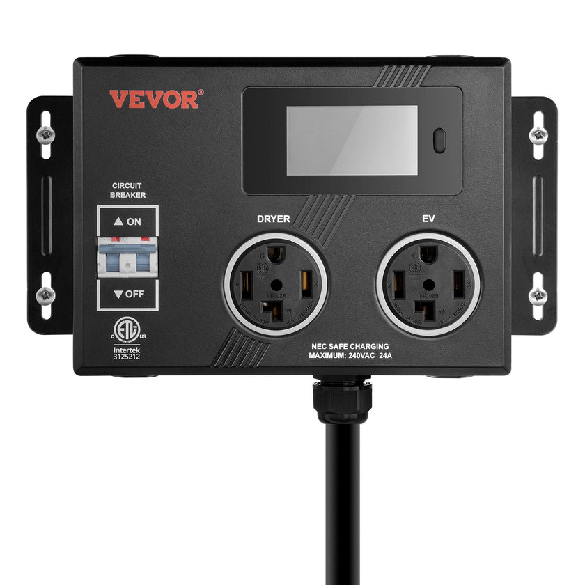 VEVOR NEMA Splitter for Dryer and EV NEMA 14-30P 2x 14-30R 3.4'' LCD Screen ETL