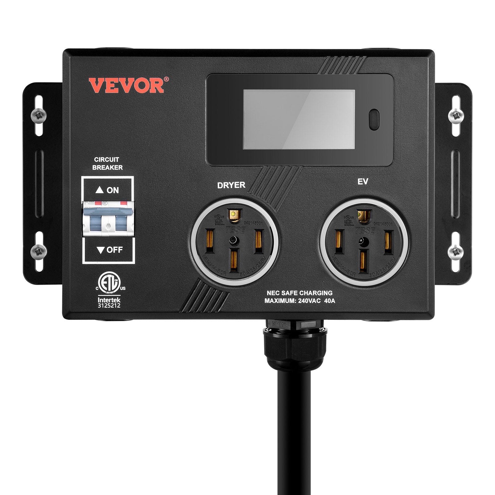 VEVOR NEMA Splitter for Dryer and EV NEMA 14-50P 2x 14-50R 3.4'' LCD Screen ETL