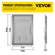 VEVOR Outdoor Kitchen 14W x 20H Inch Wall Construction Stainless Steel Flush Mount for BBQ Island, Single Door with Vents