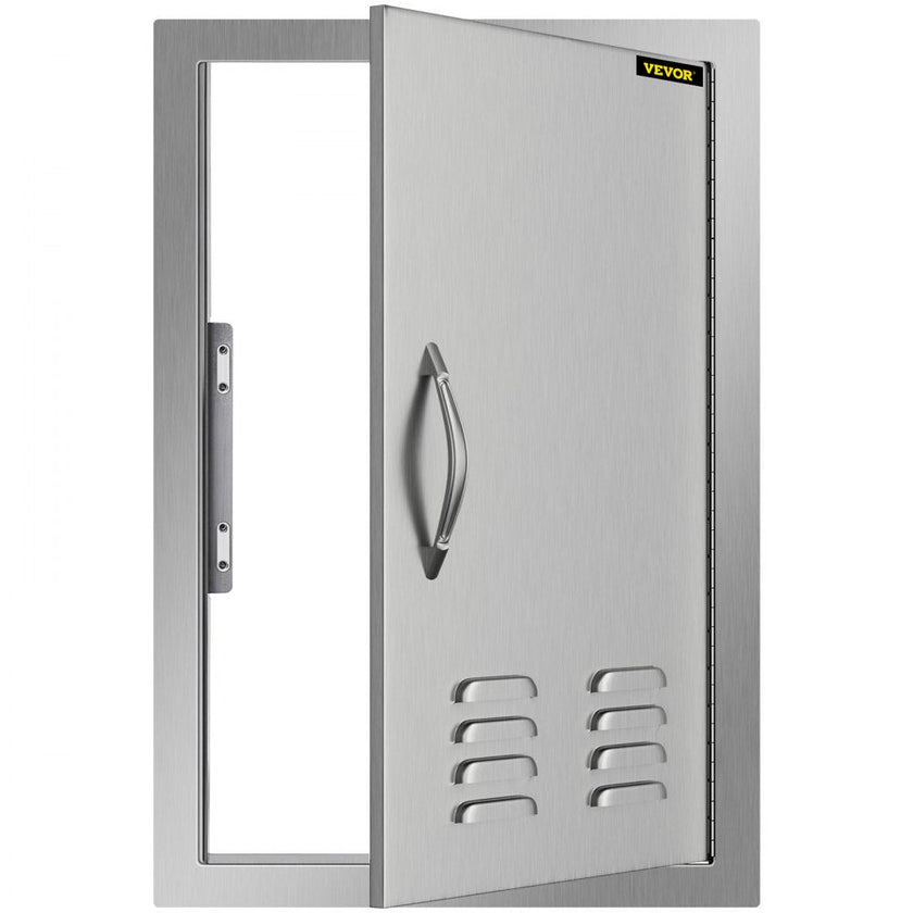 VEVOR Outdoor Kitchen 14W x 20H Inch Wall Construction Stainless Steel Flush Mount for BBQ Island, Single Door with Vents