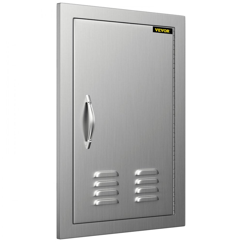 VEVOR Outdoor Kitchen 14W x 20H Inch Wall Construction Stainless Steel Flush Mount for BBQ Island, Single Door with Vents