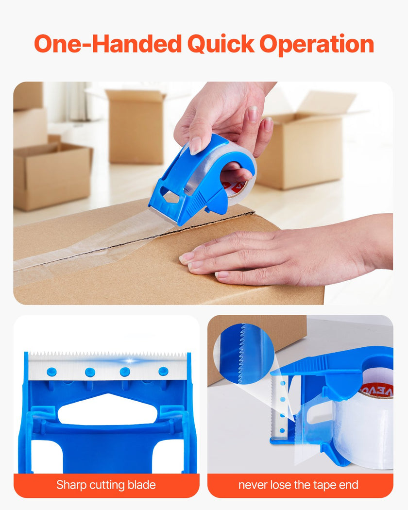 VEVOR Packing Tape 6 Rolls 25 Yards Clear Shipping Tape with Dispenser 2.7 Mil