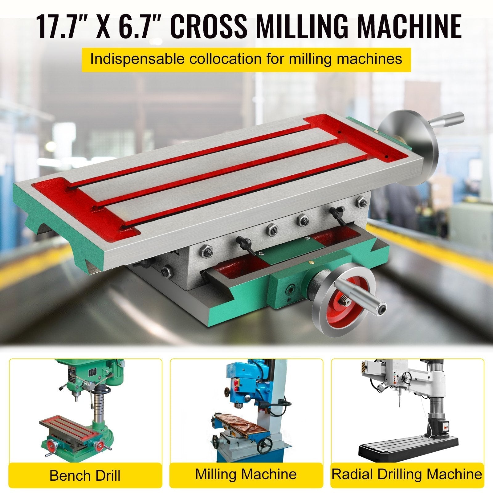 VEVOR Compound Milling Machine Worktable 17.7x6.7 2 Axis Cross Slide Drill Vise