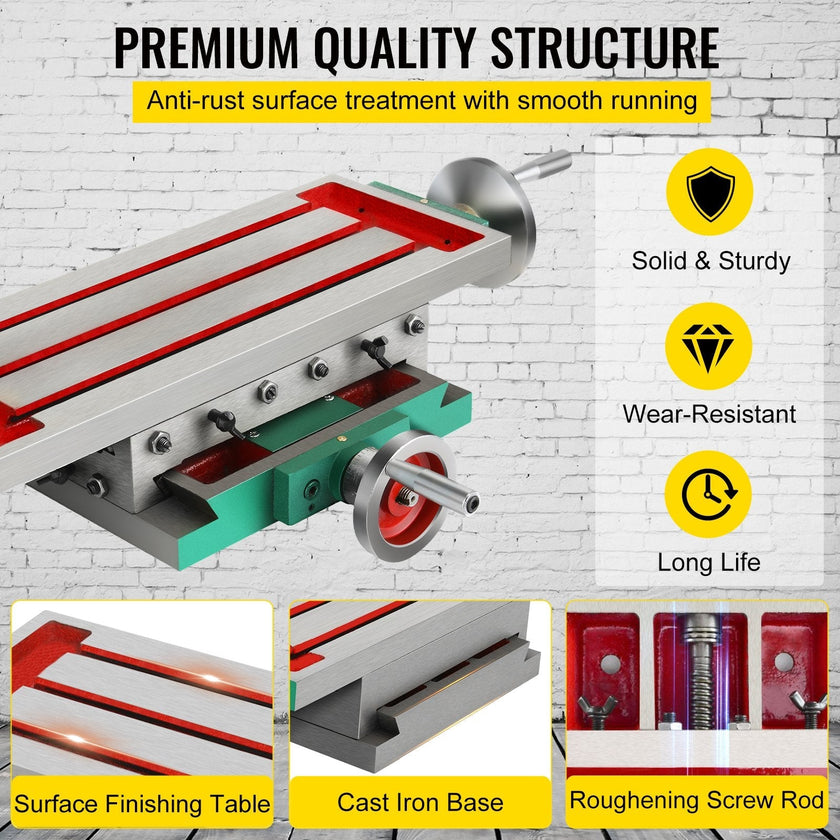 VEVOR Compound Milling Machine Worktable 17.7x6.7 2 Axis Cross Slide Drill Vise