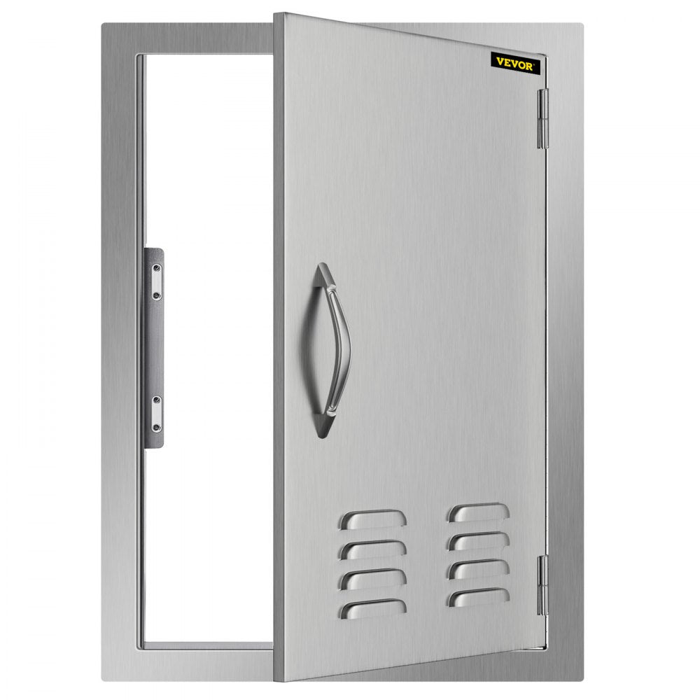 VEVOR BBQ Access Door 17 x 24 Inch Vertical Island Door with Vents Stainless Steel Single Access Door Flush Mount Outdoor Kitchen