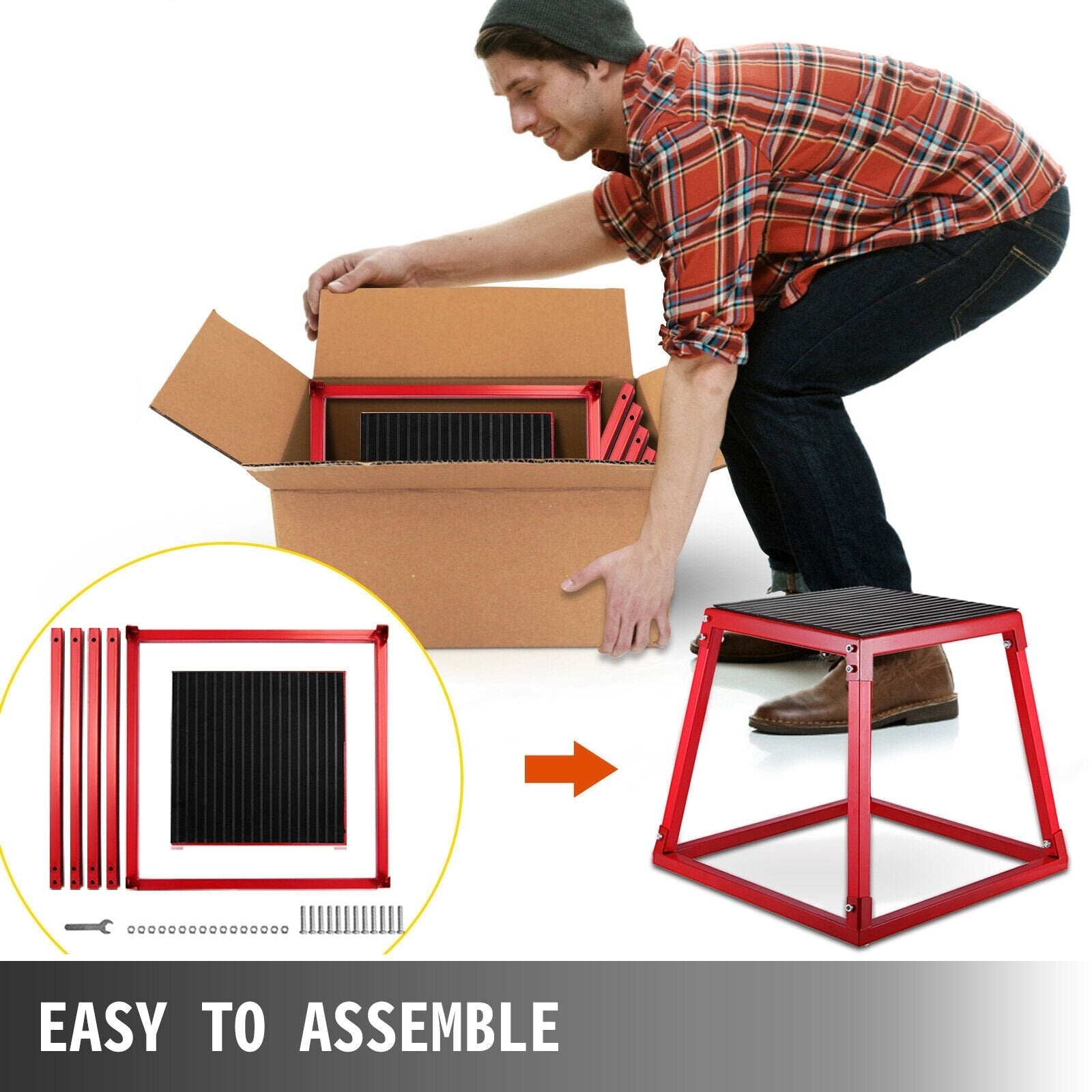 VEVOR Plyometric Box Set?18 Inch Plyometric Platform and Jumping Agility Box Set,Red Plyometric Platform ,for Jump Exercise Fit Training & Crossfit & Conditioning