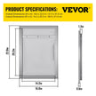 VEVOR Right Hinged Single Access Door 16 x 22 Inch Vertical Island Door Stainless Steel Access Door Flush Mount for Outdoor Kitchen