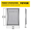 VEVOR BBQ Access Door 16 x 22 Inch Vertical Outdoor Kitchen Door Left Hinged Stainless Steel Access Door for Outdoor Kitchen