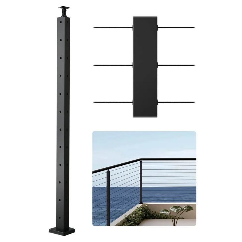 VEVRO Cable Railing Post 42x1x2 Inch with L-Shaped Holes 1JZLGZXHS10607YXO001V0