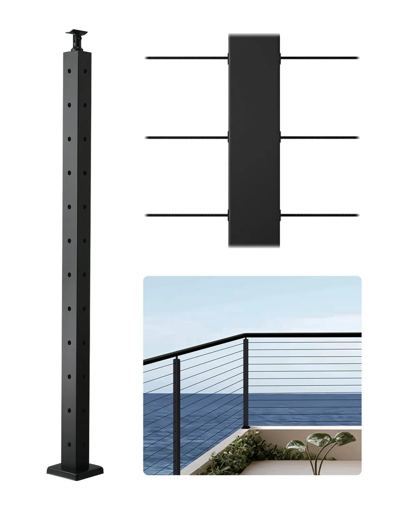 VEVRO Cable Railing Post 42x2x2 Inch with L-Shaped Holes 1JZLGZXHS1065S1EW001V0