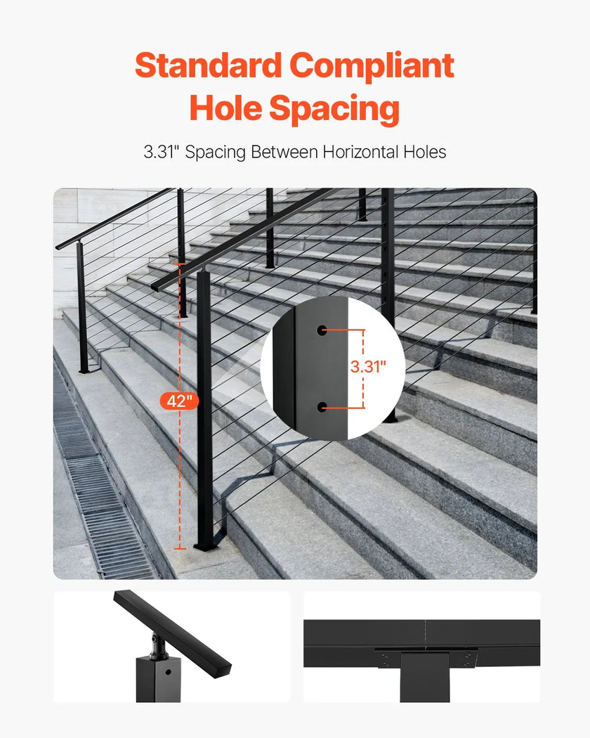 VEVOR Cable Railing Post 42x2x2 In with 30° Angled Holes 1JZLGZXHS106W3XAA001V0
