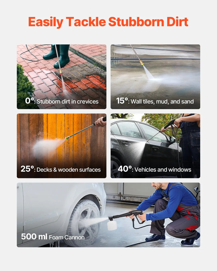 VEVOR Electric Pressure Washer Max 4200 PSI 2.8 GPM with Nozzles & Foam Cannon