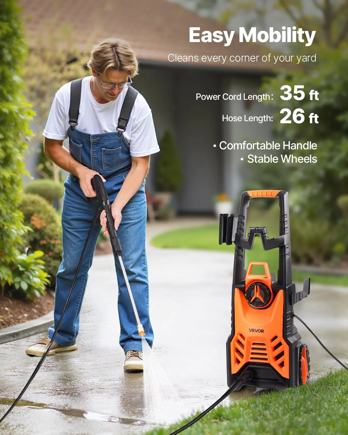 VEVOR Electric Pressure Washer Max 4500 PSI 3.2 GPM with Nozzles & Foam Cannon