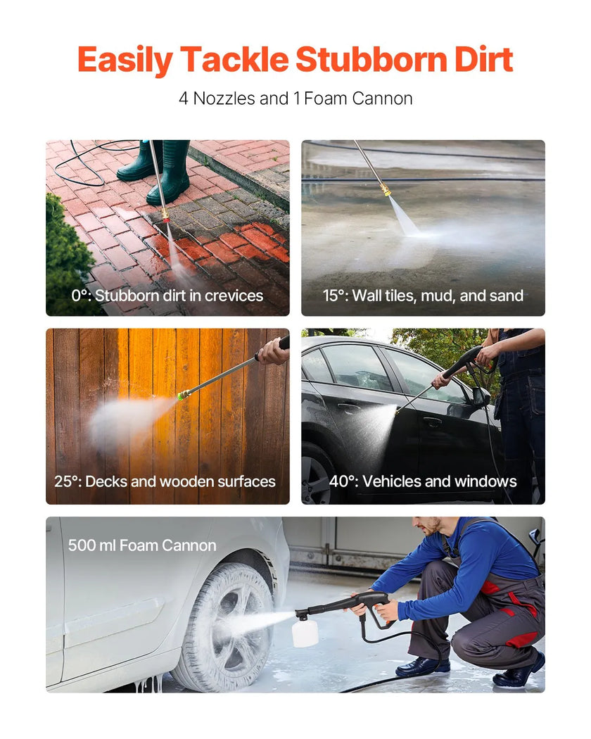 VEVOR Electric Pressure Washer Max 4500 PSI 3.2 GPM with Nozzles & Foam Cannon