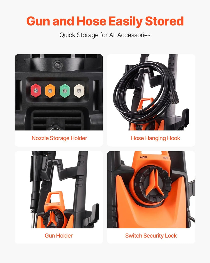 VEVOR Electric Pressure Washer Max 4500 PSI 3.2 GPM with Nozzles & Foam Cannon