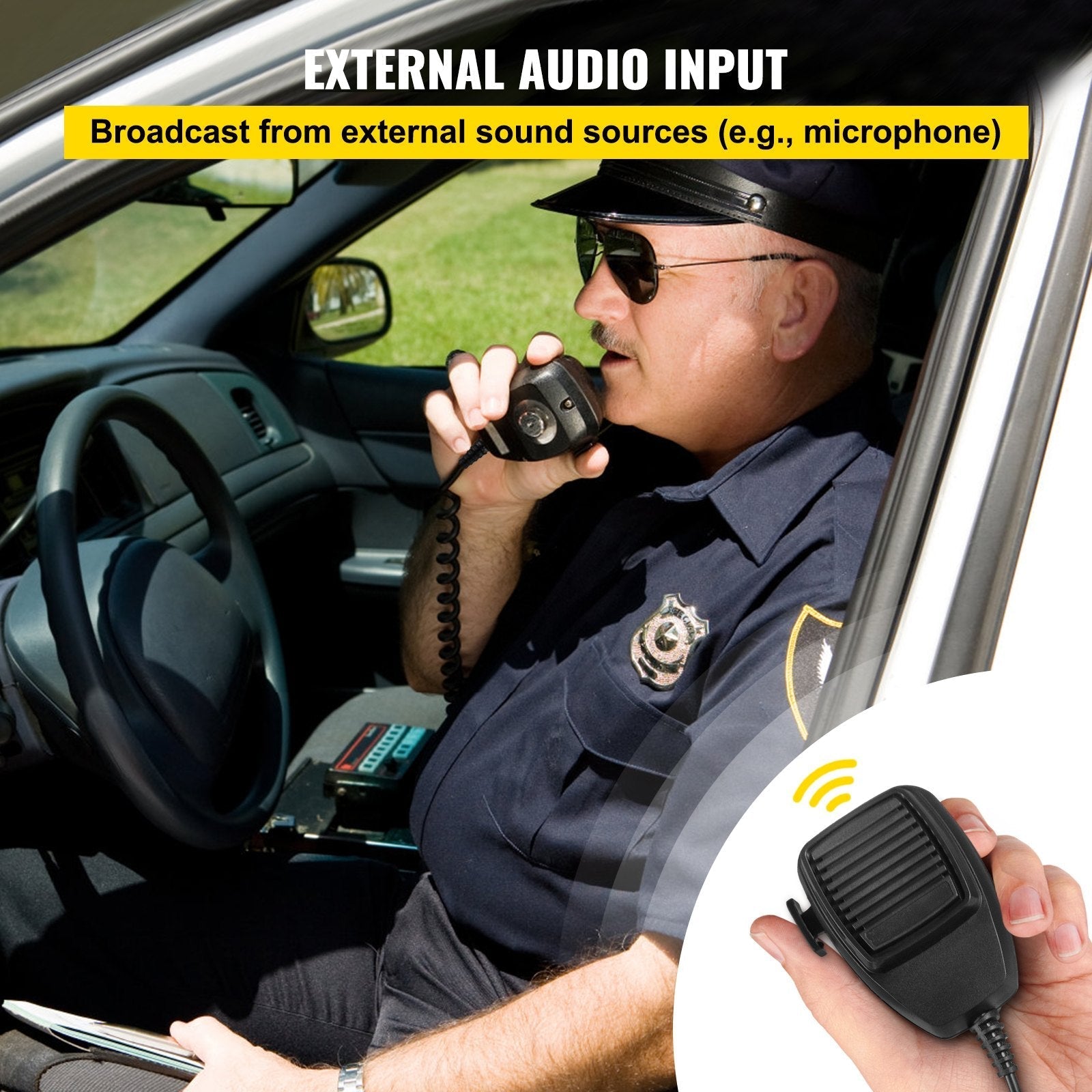 VEVOR Siren Bundle 8 Tones Emergency Warning Siren, 200W, with PA Speaker MIC System Vehicle Siren Box Fit for Police, Ambulance, Fire Fighting and Engineer Vehicles