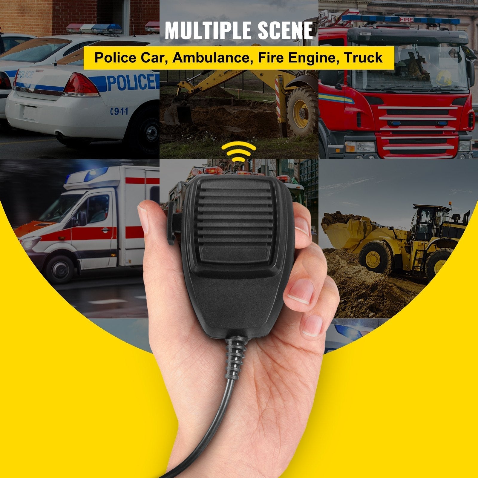 VEVOR Siren Bundle 8 Tones Emergency Warning Siren, 200W, with PA Speaker MIC System Vehicle Siren Box Fit for Police, Ambulance, Fire Fighting and Engineer Vehicles