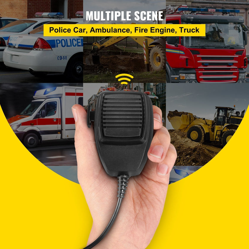 VEVOR Siren Bundle 8 Tones Emergency Warning Siren, 200W, with PA Speaker MIC System Vehicle Siren Box Fit for Police, Ambulance, Fire Fighting and Engineer Vehicles