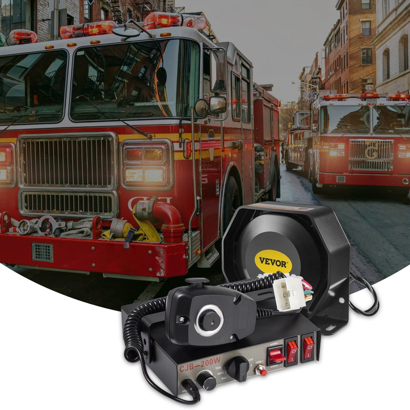 VEVOR Siren Bundle 8 Tones Emergency Warning Siren, 200W, with PA Speaker MIC System Vehicle Siren Box Fit for Police, Ambulance, Fire Fighting and Engineer Vehicles