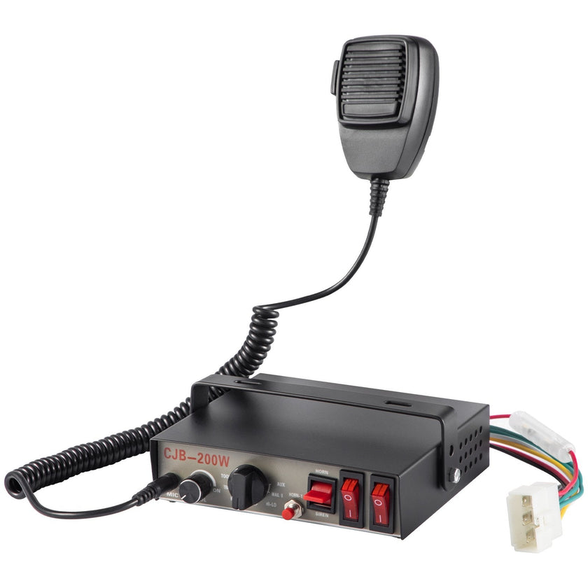 VEVOR Siren Bundle 8 Tones Emergency Warning Siren, 200W, with PA Speaker MIC System Vehicle Siren Box Fit for Police, Ambulance, Fire Fighting and Engineer Vehicles