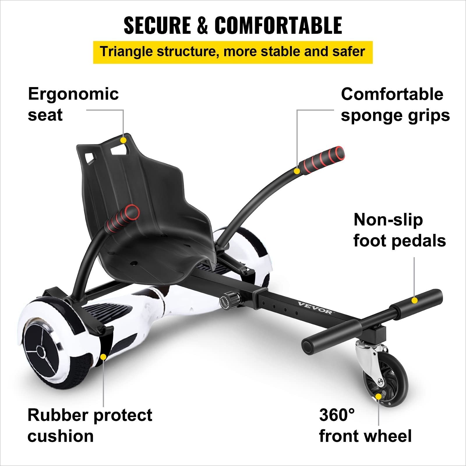 VEVOR Hover Kart Cool Mini Hover Board Cart Two Wheel Self Balancing Scooter 6.5