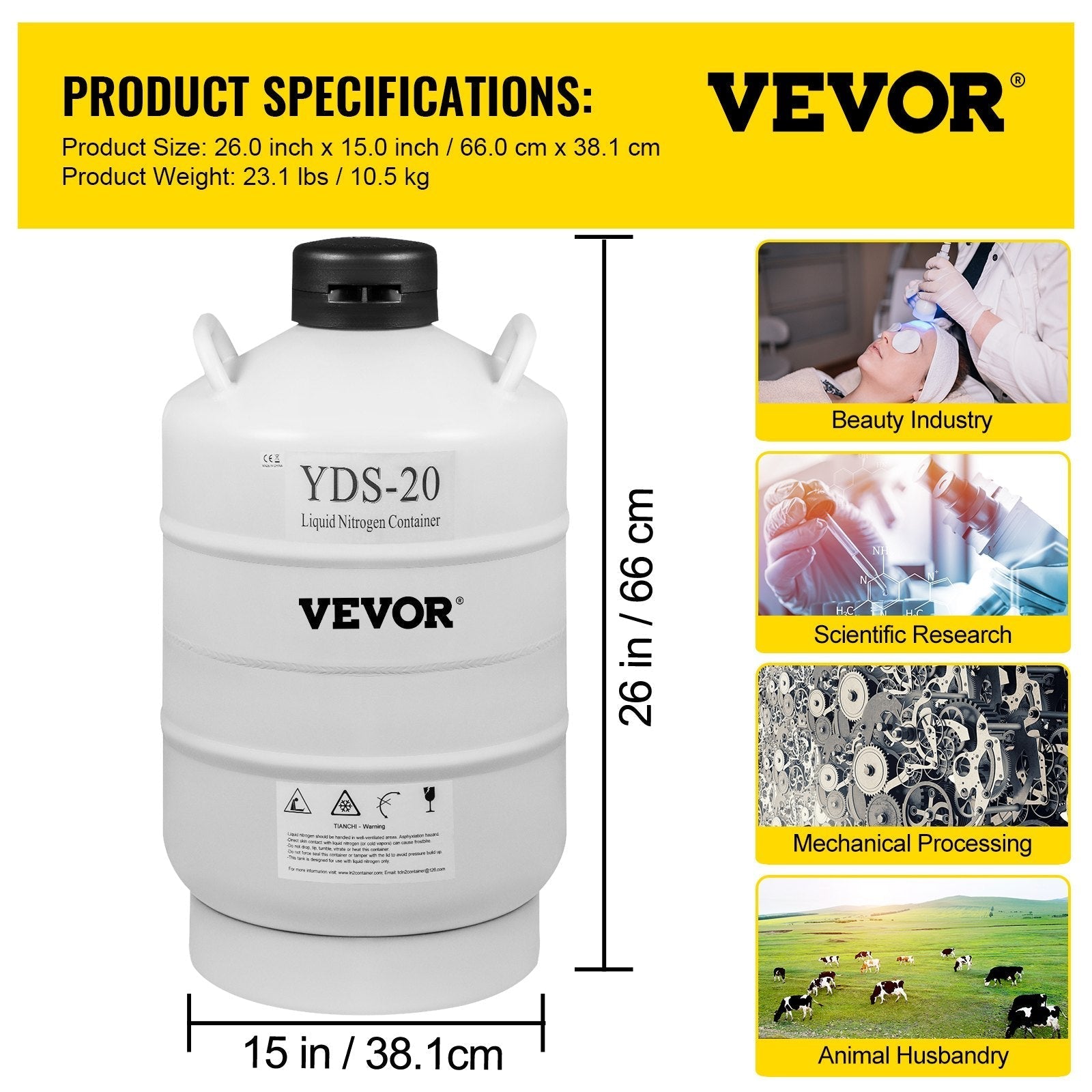 10L Liquid Nitrogen Storage Tank Static Cryogenic Container with 6 Canisters
