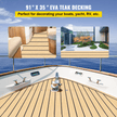VEVOR Boat Decking Sheet 6MM Thick Non-Skid EVA Foam Faux Teak Decking Self-Adhesive Marine Yacht RV Swimming Pool Garden Boat Flooring Sheet 90.5