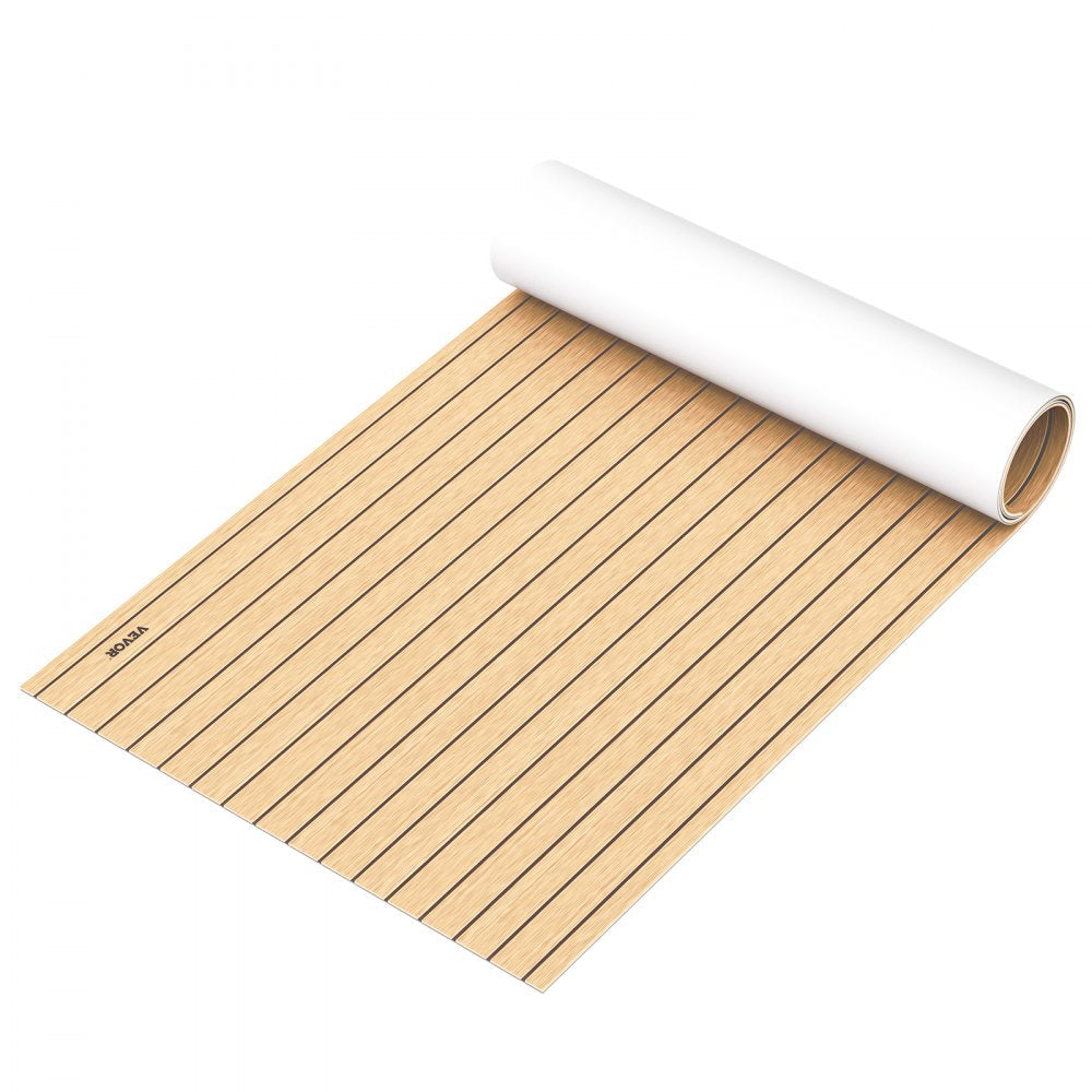 VEVOR Boat Decking Sheet 6MM Thick Non-Skid EVA Foam Faux Teak Decking Self-Adhesive Marine Yacht RV Swimming Pool Garden Boat Flooring Sheet 90.5