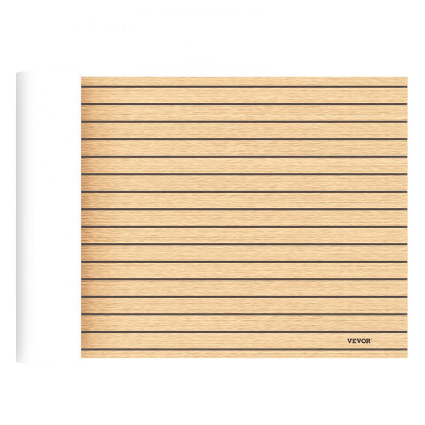 VEVOR Boat Decking Sheet 6MM Thick Non-Skid EVA Foam Faux Teak Decking Self-Adhesive Marine Yacht RV Swimming Pool Garden Boat Flooring Sheet 90.5