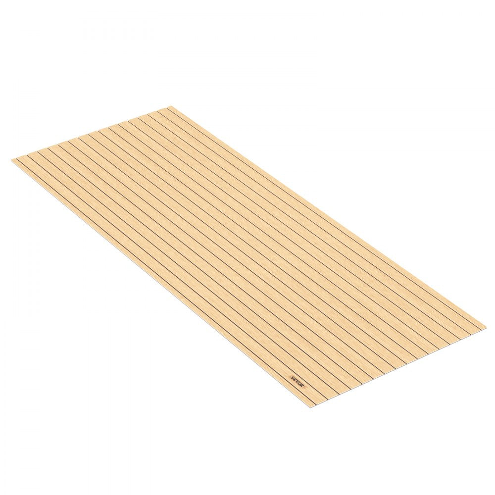 VEVOR Boat Decking Sheet 6MM Thick Non-Skid EVA Foam Faux Teak Decking Self-Adhesive Marine Yacht RV Swimming Pool Garden Boat Flooring Sheet 90.5