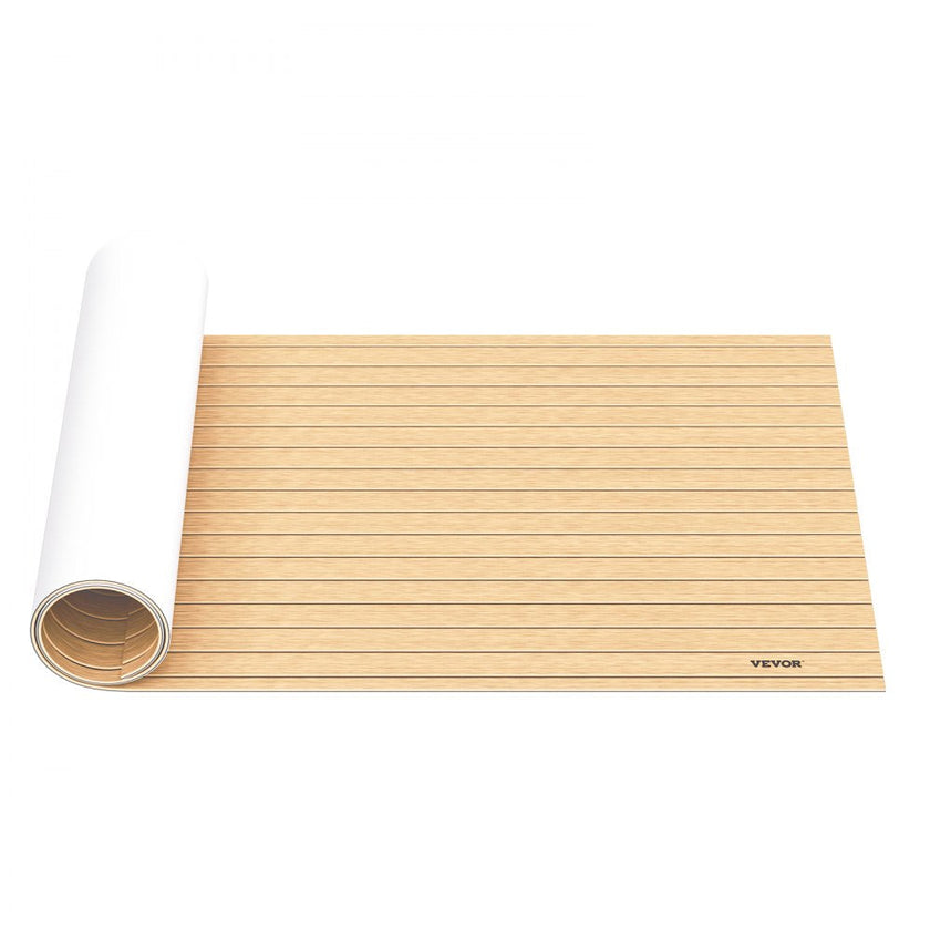 VEVOR Boat Decking Sheet 6MM Thick Non-Skid EVA Foam Faux Teak Decking Self-Adhesive Marine Yacht RV Swimming Pool Garden Boat Flooring Sheet 90.5