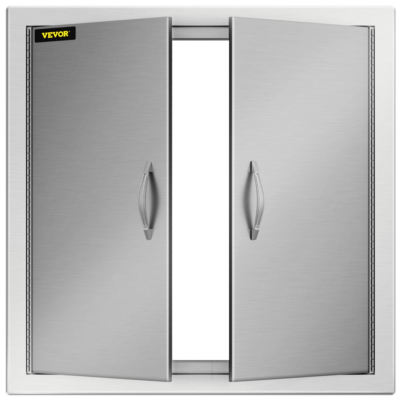 VEVOR BBQ Access Door 24W x 24H Inch, Grill Door Double Door Brushed Stainless Steel, Outdoor Kitchen Doors for BBQ Island Grilling Station