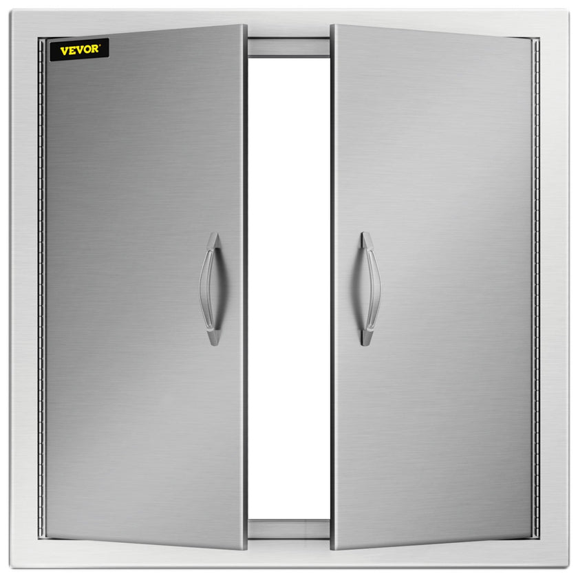 VEVOR BBQ Access Door 24W x 24H Inch, Grill Door Double Door Brushed Stainless Steel, Outdoor Kitchen Doors for BBQ Island Grilling Station