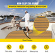 VEVOR 94.5 X 47 Inch EVA Foam Faux Teak Non-Slippery Self-Adhesion Decking Sheet for RV Swimming Pool Garden Boat Yacht Marine Flooring in Wet Dry Conditions (Brown with Black Lines)