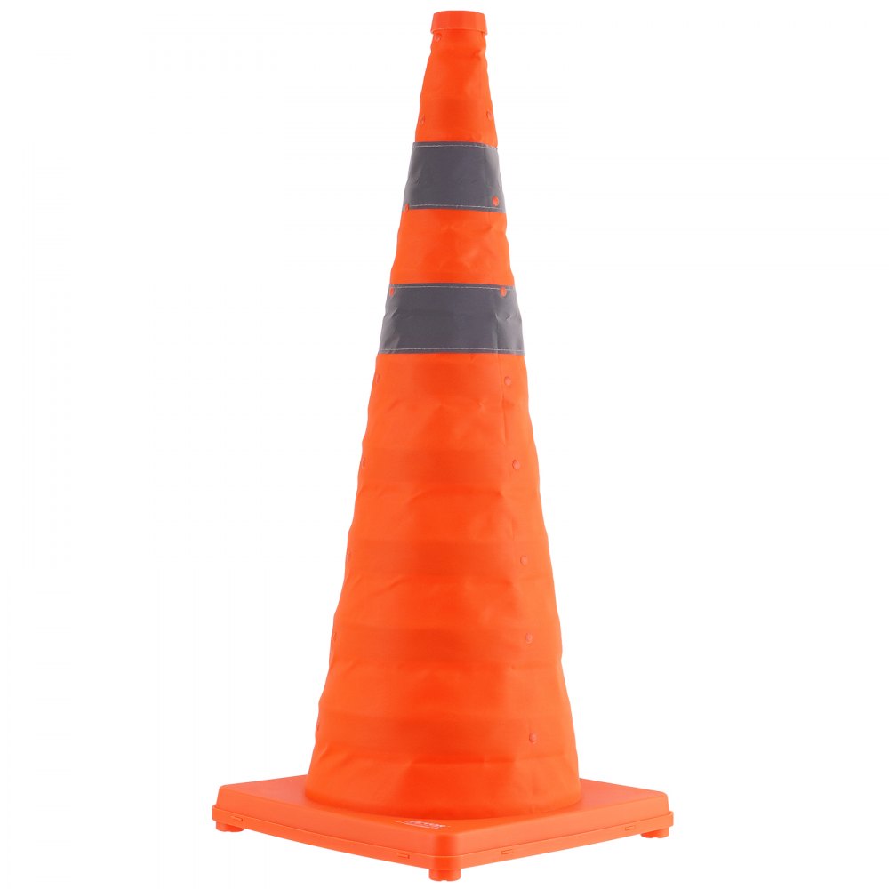 VEVOR Safety Cones, 4 Pack 28 inch Collapsible Traffic Cones, Construction Cones with Reflective Collars, Wide Base and A Storage Bag, for Traffic Control, Driving Training, Parking Lots