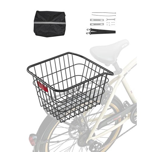 VEVOR Rear Bike Basket Metal Wire Bicycle Basket Reflective Tail Light Cover