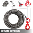 VEVOR Winch Cable 4400 lbs Capacity, Winch Wire Cable 50 Ft Length, Steel Cable Wire Rope with Self-locking Swivel Hook, 3/8 Inch Steel Core Winch Cable with Hook, for Truck Towing Lifting Pulling