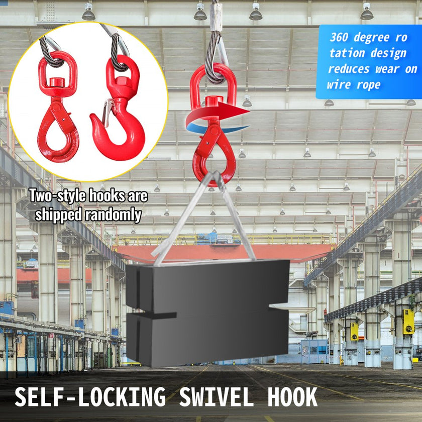 VEVOR Winch Cable 4400 lbs Capacity, Winch Wire Cable 50 Ft Length, Steel Cable Wire Rope with Self-locking Swivel Hook, 3/8 Inch Steel Core Winch Cable with Hook, for Truck Towing Lifting Pulling