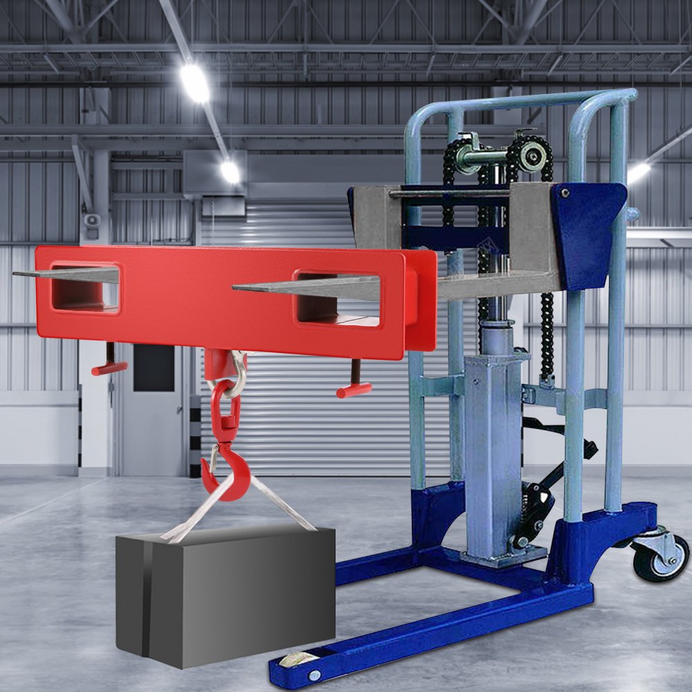 VEVOR Forklift Lifting Hook, 4400lbs Capacity Forklift Lifting Hoist, Red Forklift Mobile Crane with Swivel Hook and Two Large T-Screws, Hook Forklift Lifting Hoist, Fork Lifting Attachment