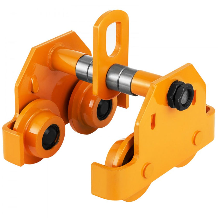 VEVOR 2T Push Beam Trolley 4409LBS Capacity Plain Trolley Heavy Duty Hand-Pulled Single Rail Trolley Industrial Grade Conveyor Trolley for 2.5-5.5IN I-Beams Chain Hoists (2T)