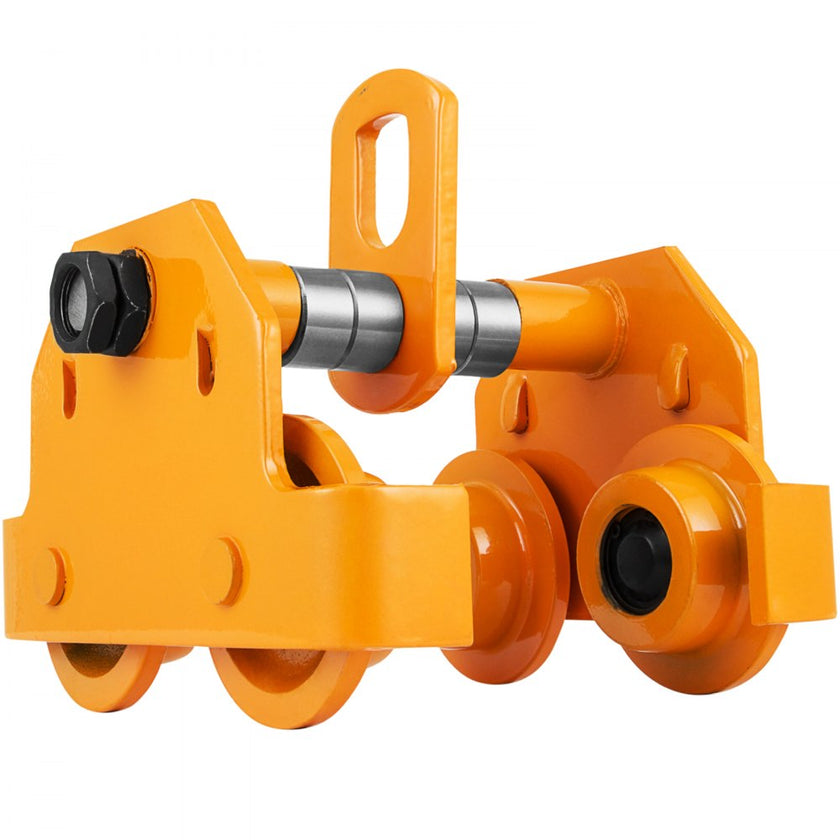VEVOR 2T Push Beam Trolley 4409LBS Capacity Plain Trolley Heavy Duty Hand-Pulled Single Rail Trolley Industrial Grade Conveyor Trolley for 2.5-5.5IN I-Beams Chain Hoists (2T)