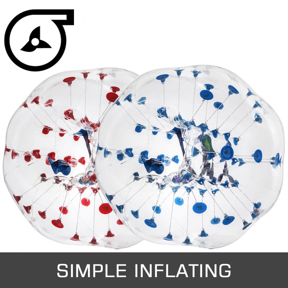 VEVOR 2PCS Inflatable Bumper Ball 5 FT / 1.5M Diameter, Bubble Soccer Ball, Blow It Up in 5 Min, Inflatable Zorb Ball for Adults or Children (5 FT, Red & Blue Dot)